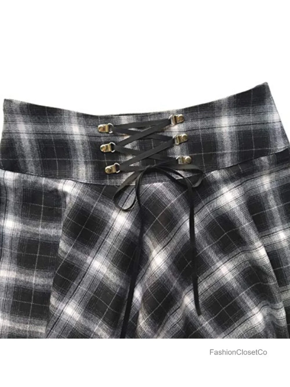 Women's High Waisted A-Line Plaid Mini Skirt with Zipper